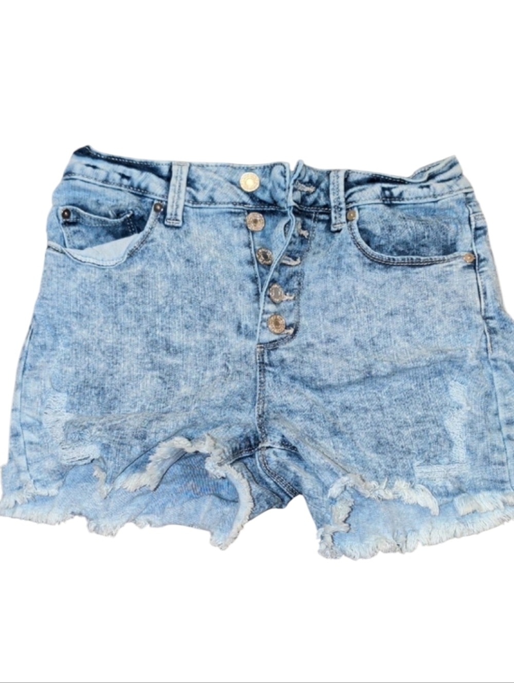 Light Blue Distressed Denim Women’s Shorts (#C1010)